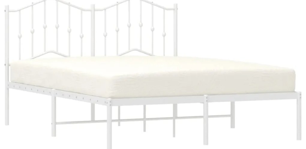 Estrutura de cama com cabeceira 140x190 cm metal branco