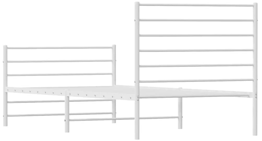 Estrutura de cama com cabeceira e pés 100x200 cm metal branco