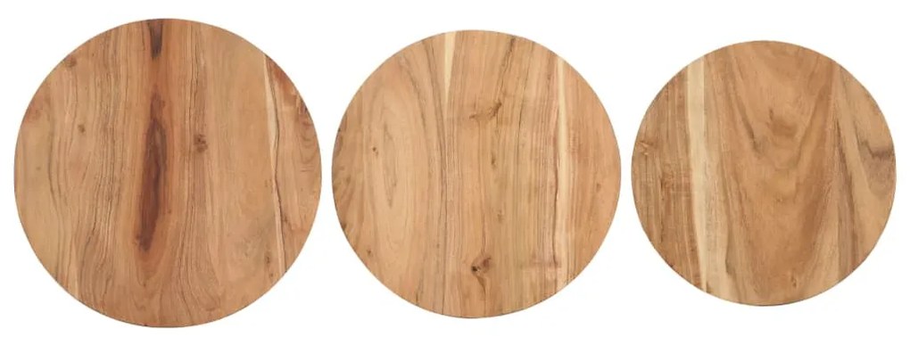 Mesas de apoio 3 pcs madeira de acácia maciça