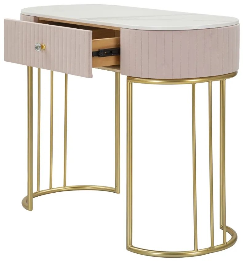 MESA CONSOLA MONTPELLIER 100X40X75 CM ROSA, DOURADO, BRANCO