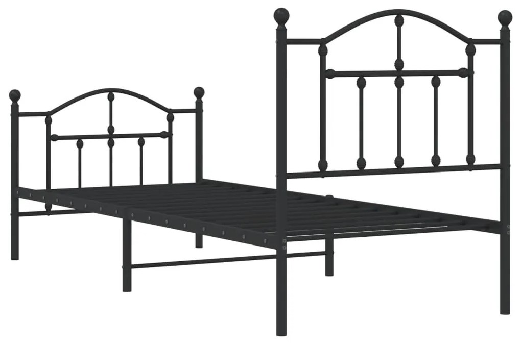 Estrutura de cama com cabeceira e pés 90x190 cm metal preto