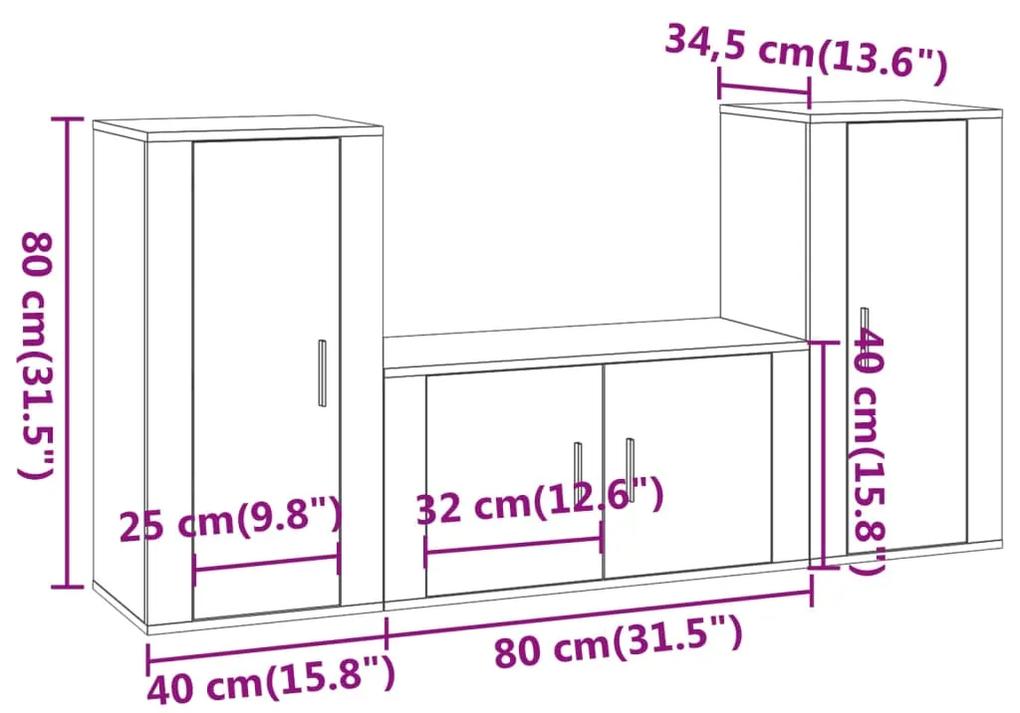 Conjunto de 3 Móveis de Parede para TV Flix - Branco - Design Moderno