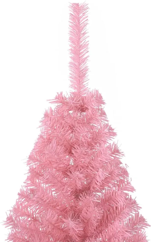 Meia árvore de Natal artificial com suporte 150 cm PVC rosa