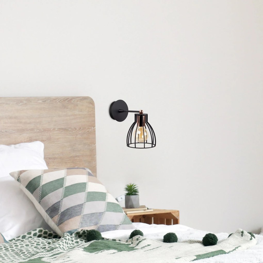 Candeeiro de Parede Kemah – Preto e Bronze – 15 cm