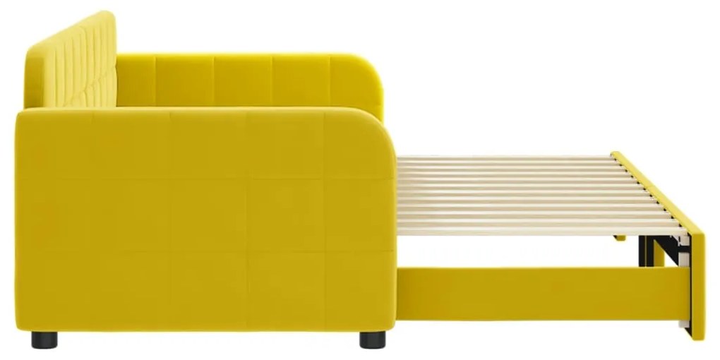 Sofá-cama com gavetão 80x200 cm veludo amarelo
