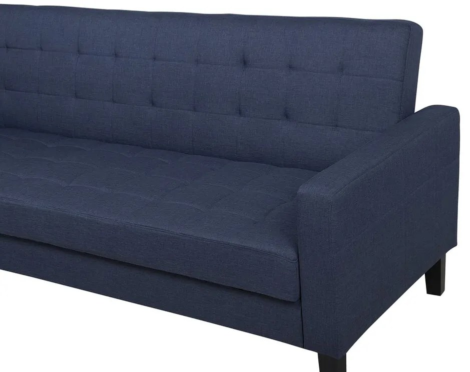 Sofá-cama 3 lugares em tecido azul escuro VEHKOO Beliani