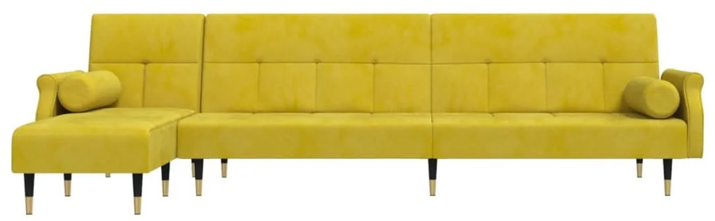 Sofá-cama em forma de L 271x140x70 cm veludo amarelo