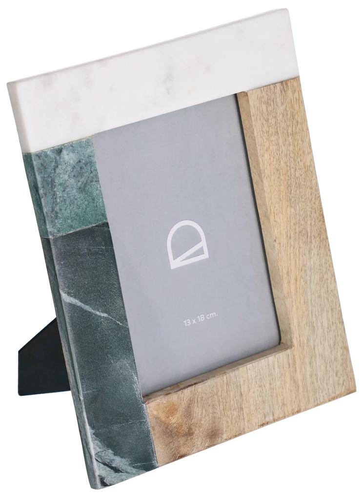 Kave Home - Moldura de fotos Wilmina de mármore branco e verde e madeira 25 x 20 cm