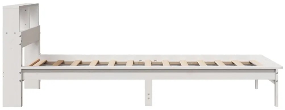 Cama com estante sem colchão 75x190 cm pinho maciço branco