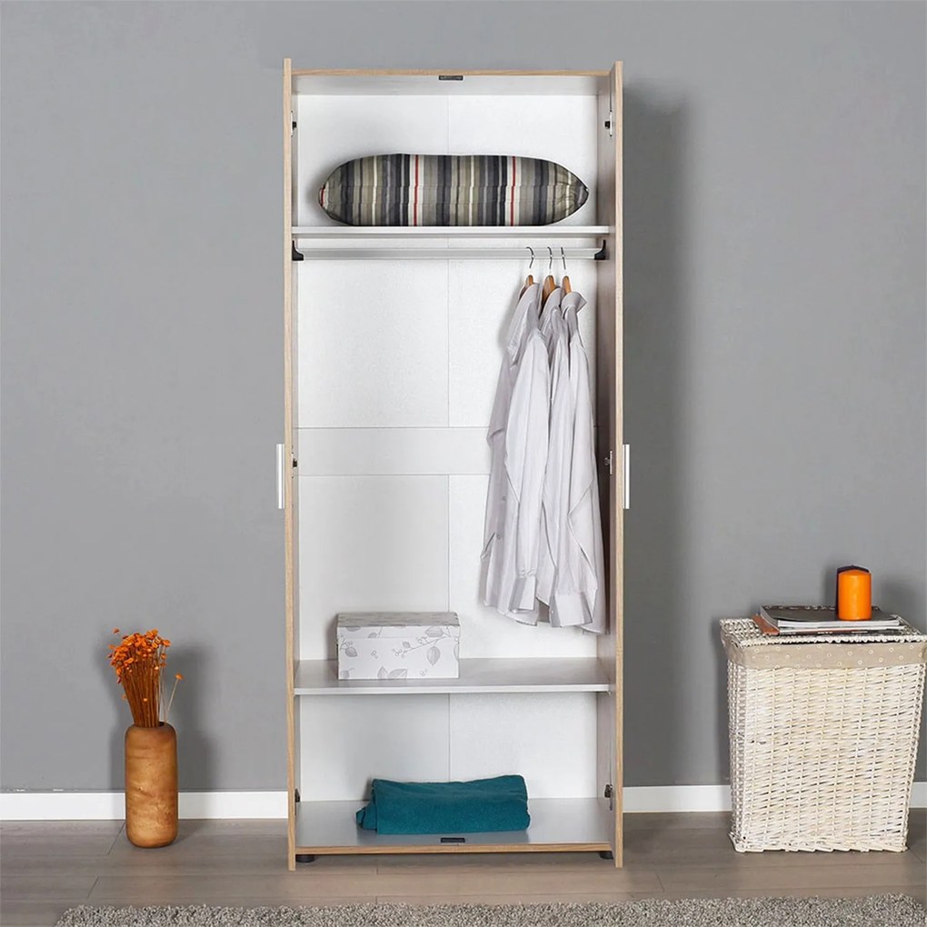 Roupeiro "Aurelio" – Carvalho Sonoma– 80 x 187 x 47 cm – Design Modern