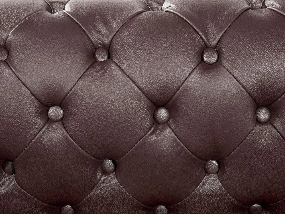 Sofá de 3 lugares em pele castanha CHESTERFIELD Beliani