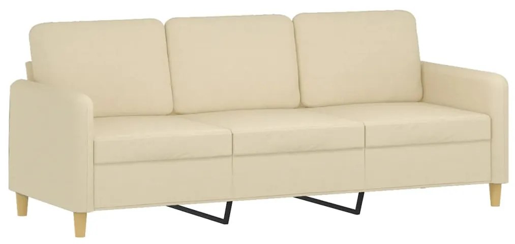 3 pcs conjunto de sofás com almofadas tecido cor creme