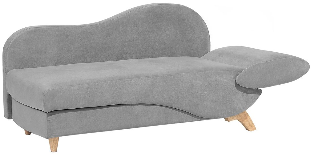 Chaise-longue à direita de 2 lugares com arrumação em veludo cinzento claro MERI Beliani