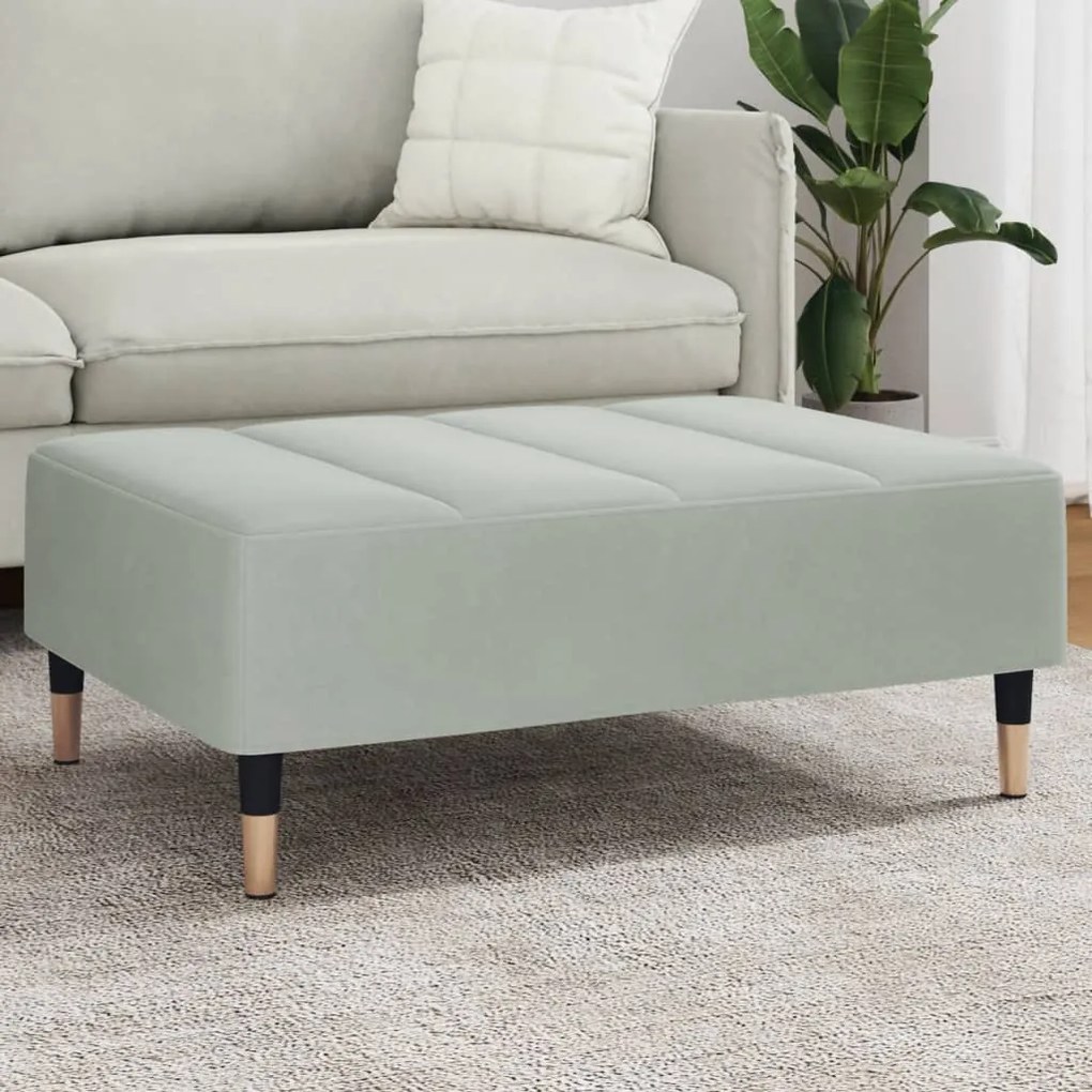 vidaXL Apoio de pés 77x55x31 cm veludo cinzento-claro