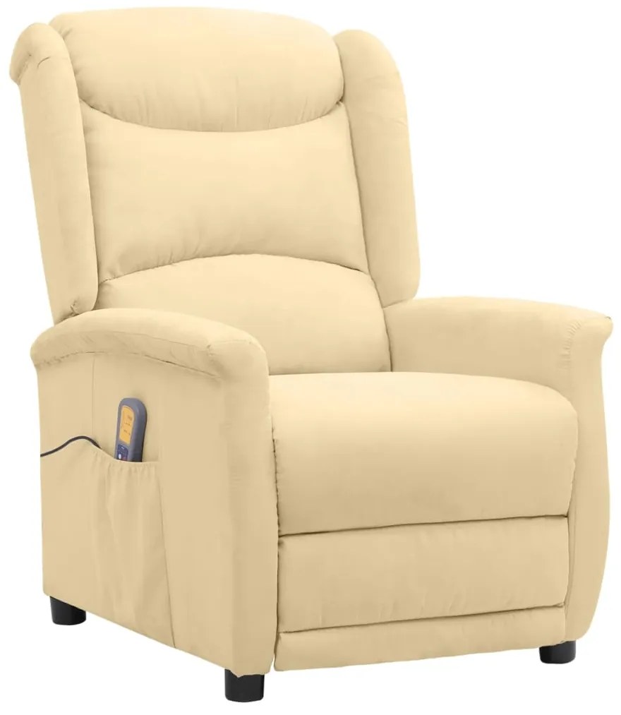 vidaXL Poltrona de massagens tecido de microfibra cor creme