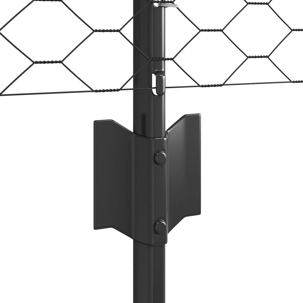 Postes de Cerca vidaXL 11 pcs U-Channel Cinza 60 cm Aço, Cerca Hexagon