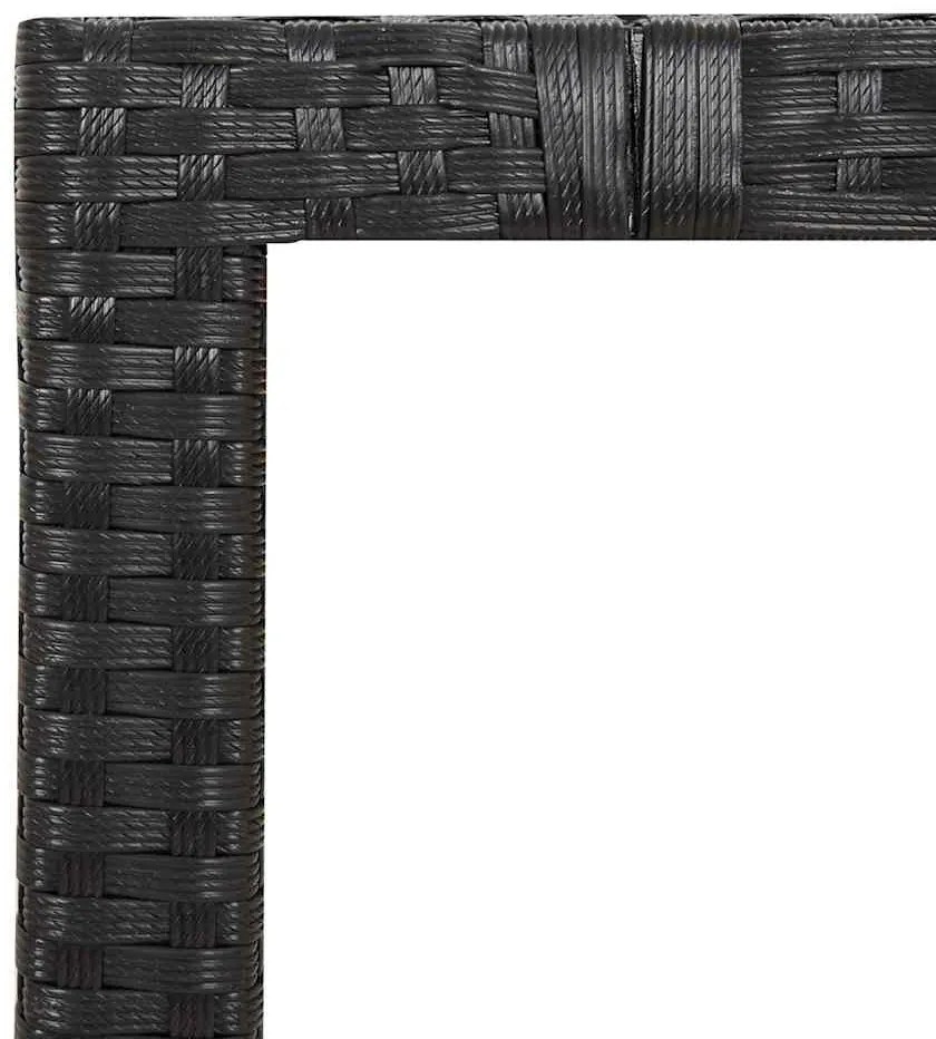 3 pcs conjunto bistrô de jardim c/ almofadões vime PE preto