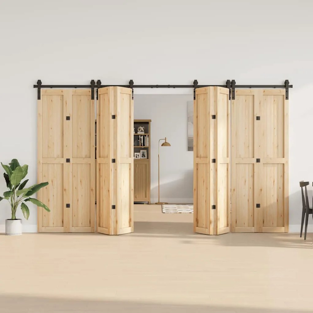 Kit de ferragens para porta deslizante 366 cm aço preto