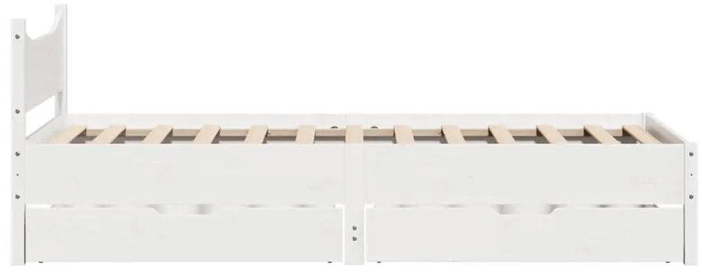 Estrutura de cama c/ gavetas 90x200 cm pinho maciço branco