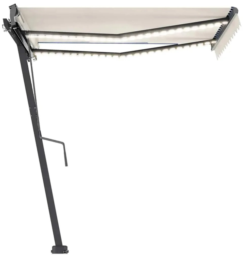 Toldo retrátil manual com LED 350x250 cm cor creme