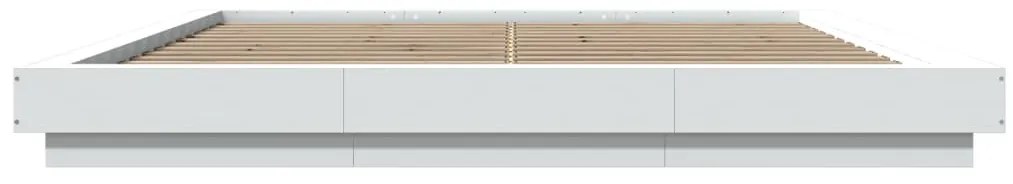 Estrutura cama c/ luzes LED 200x200cm derivados madeira branco