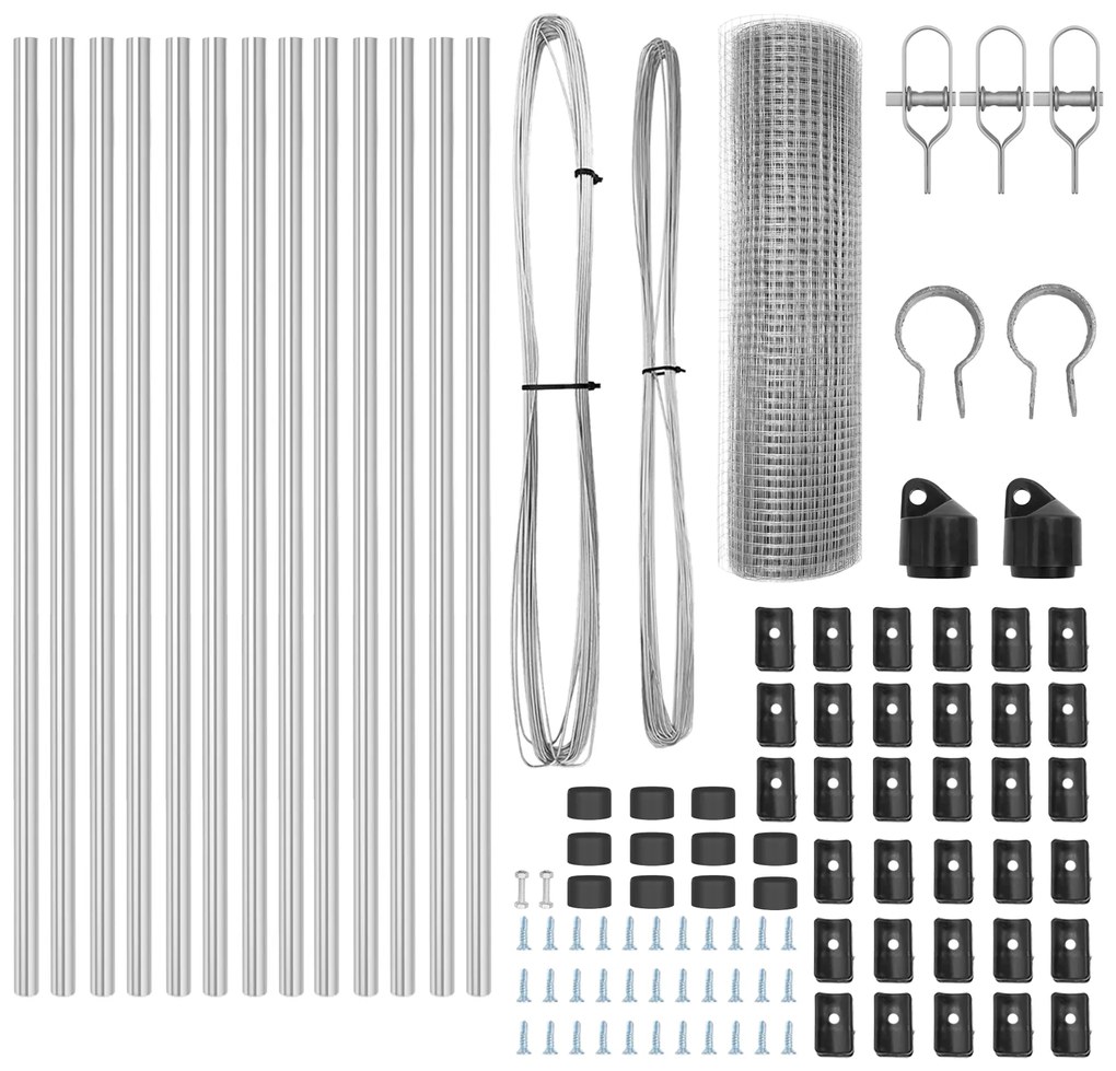 Conjunto de Poste de Cerca Conjunto de 2 Aço galvanizado 25 x 0.5 m