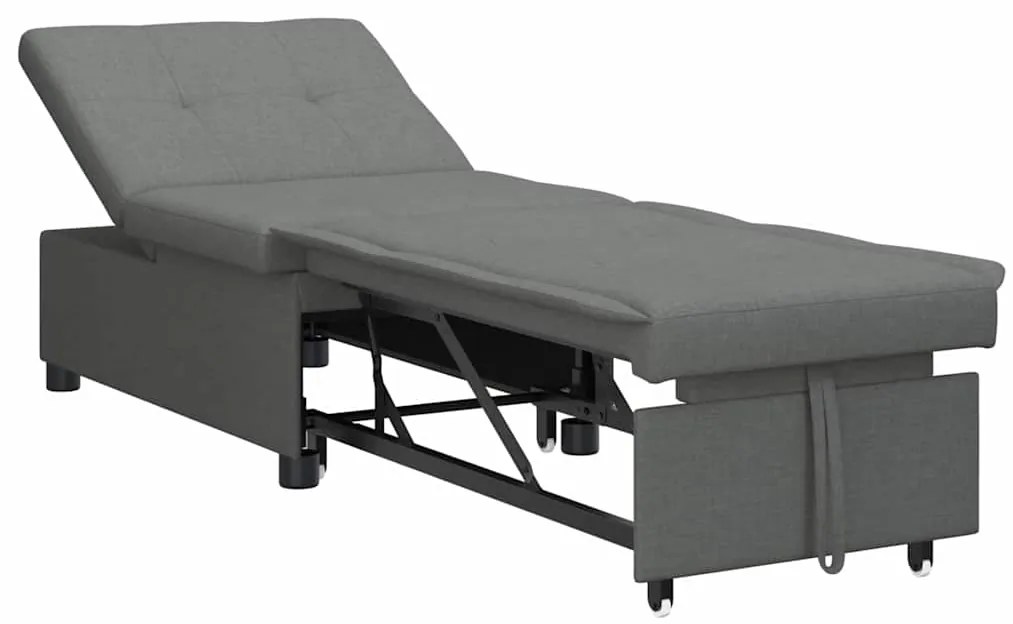 Sofá-Cama 3 em 1 - Design Retrátil, Tecido Cinza Escuro