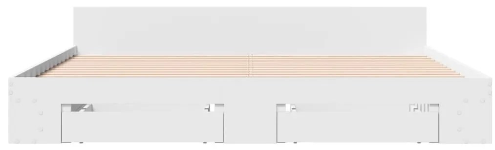 Estrutura de cama c/ gavetas 200x200cm derivados madeira branco