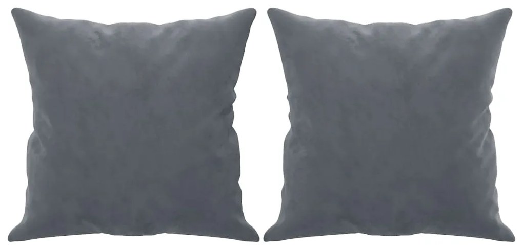 Sofá 3 lug. c/ almofadas decorativas 180 cm veludo cinza-escuro