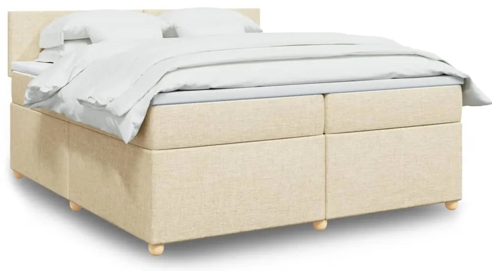 vidaXL Cama com molas/colchão 200x200 cm tecido cor creme