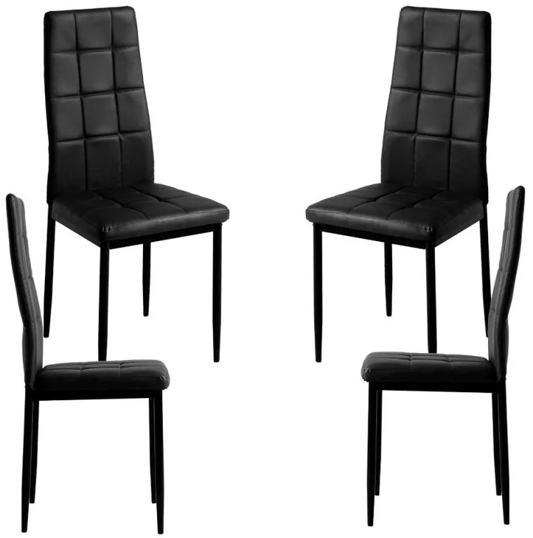 Pack 4 Cadeiras Lan Couro Sintético - Preto