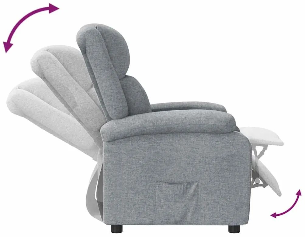 Poltrona reclinável tecido cinzento-claro