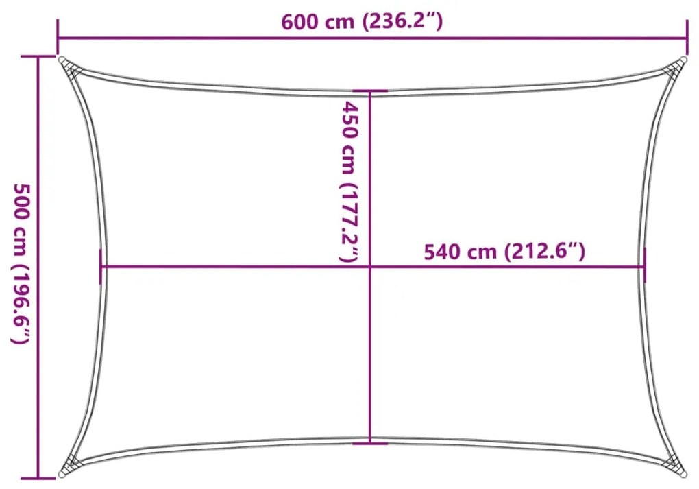 Para-sol estilo vela 160 g/m² 5x6 m PEAD castanho