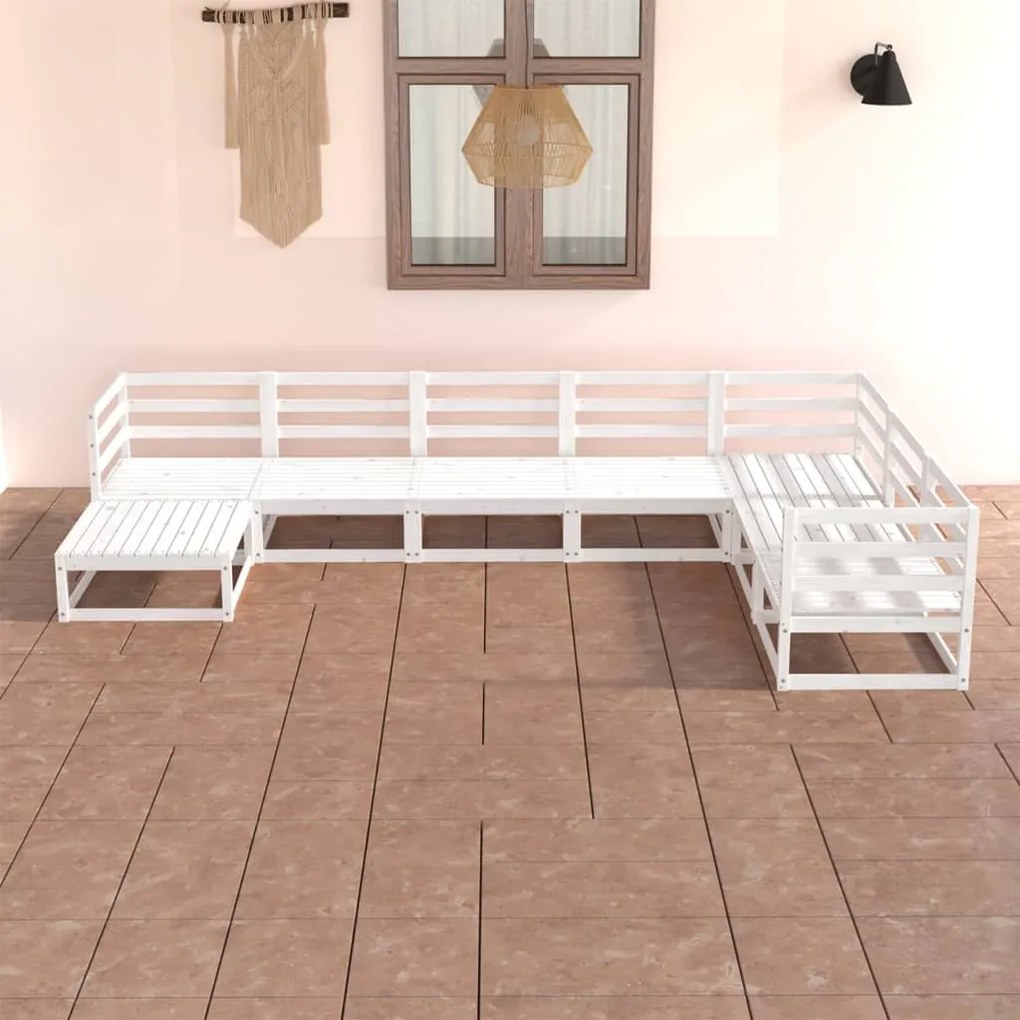 vidaXL 7 pcs conjunto lounge de jardim pinho sólido branco