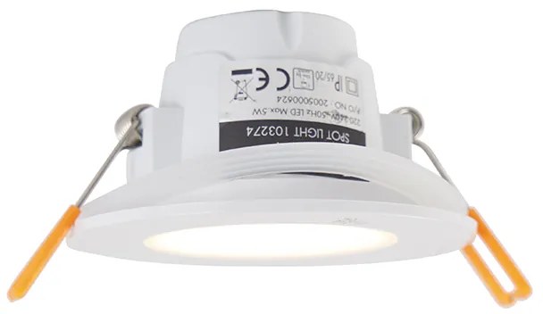 Conjunto de 6 focos embutidos brancos com LED regulável em 3 níveis IP65 - Blanca