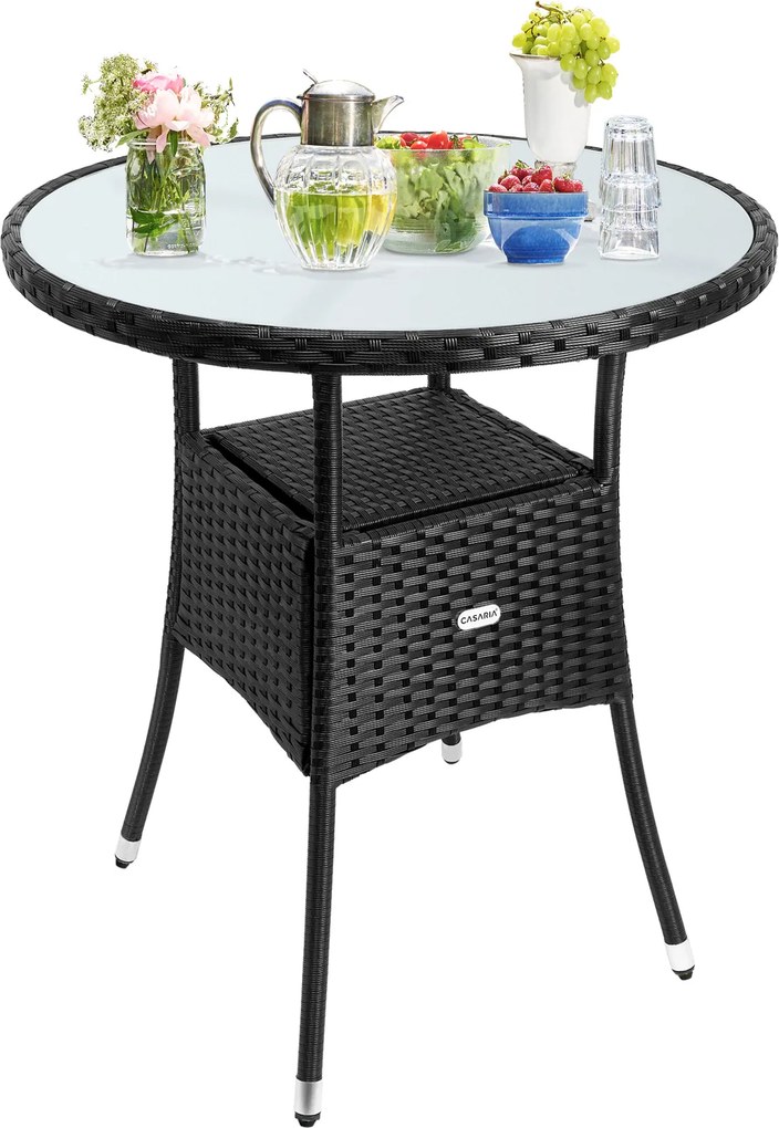 Mesa jardim redonda em Polyrattan Ø60cm Preta