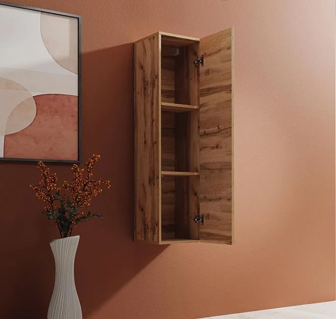 Armário Suspenso Urrô – 30x120 cm – Carvalho com Porta Alto Brilho e C