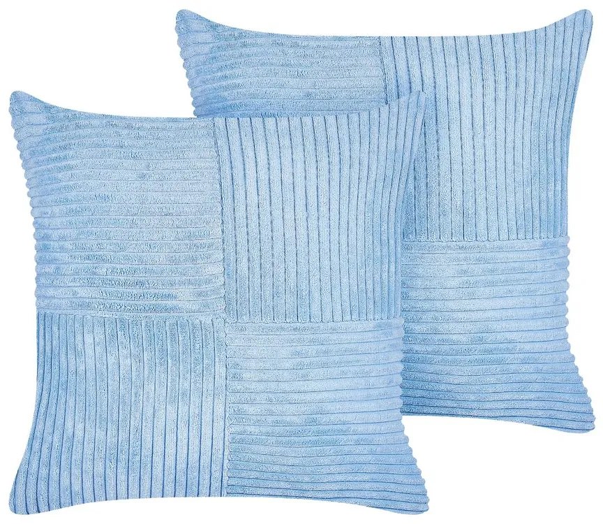 Conjunto de 2 almofadas decorativas em bombazine azul 43 x 43 cm MILLET Beliani