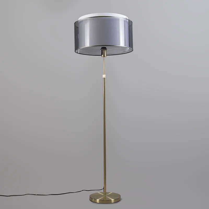 Candeeiro de pé dourado/latão com abajur preto/branco 47 cm - Parte Design,Moderno