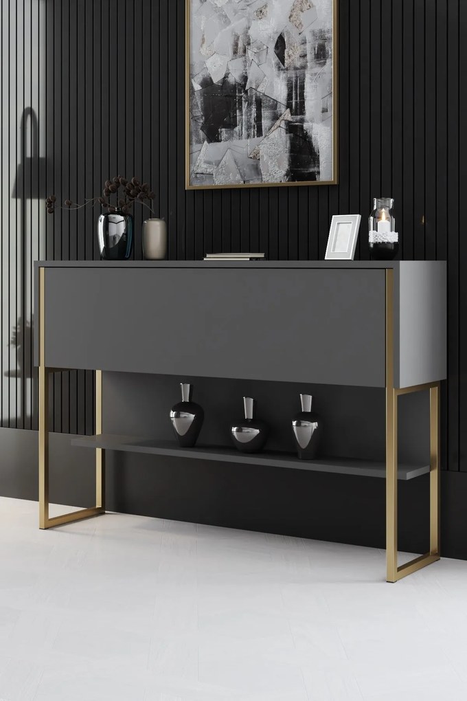 Cômoda Luxe – Dourado e Antracite – 120 x 80 x 30 cm