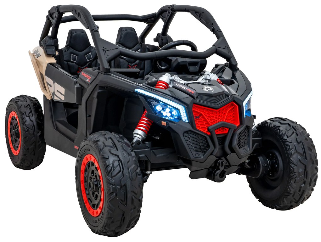 Carro elétrico para Crianças 24V 4x200W 2 Lugares, Buggy Can-Am Maverick Turbo RR Rodas de EVA, Assento de couro Preto