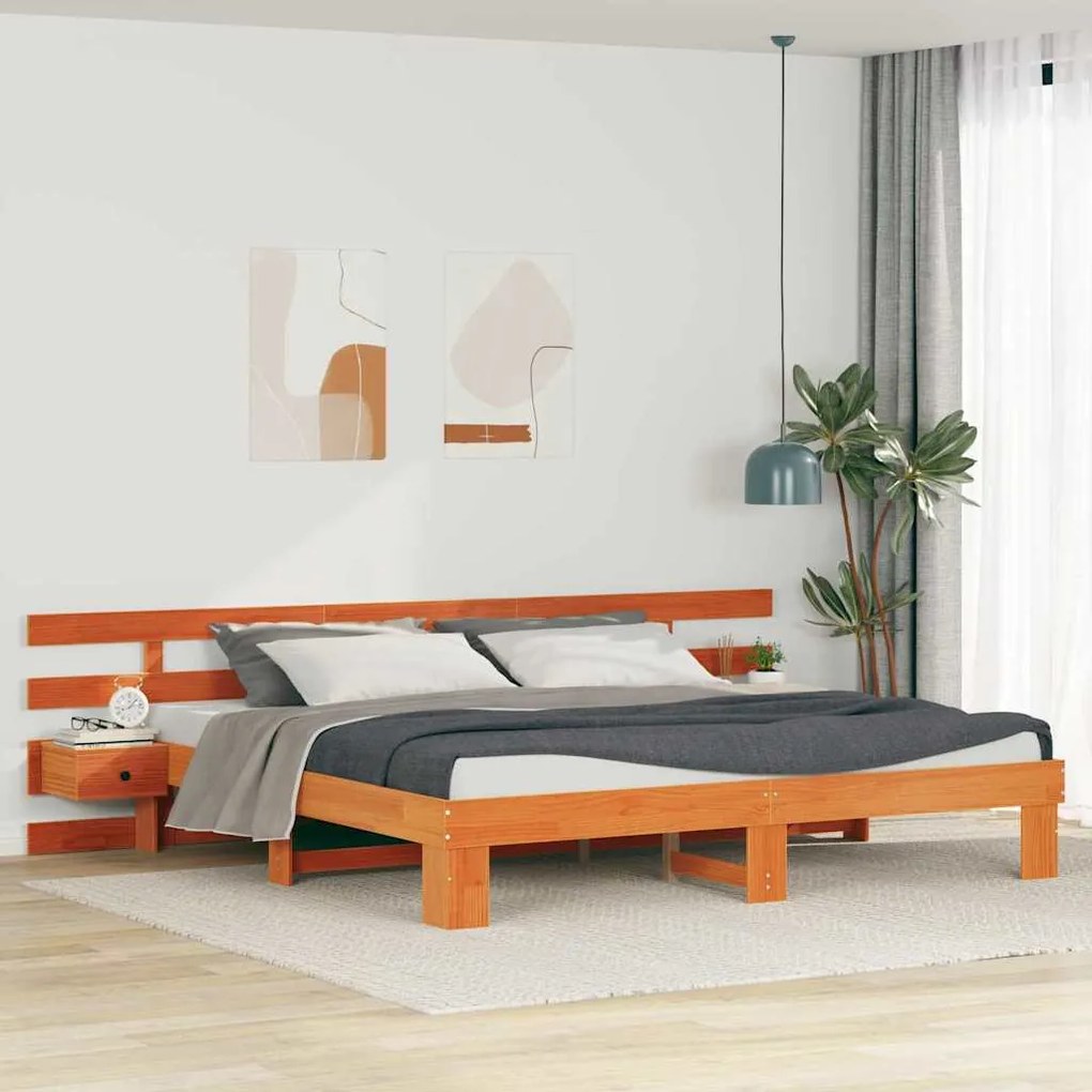 Estrutura da Cama Castanho 180 x 200 cm Madeira maciça