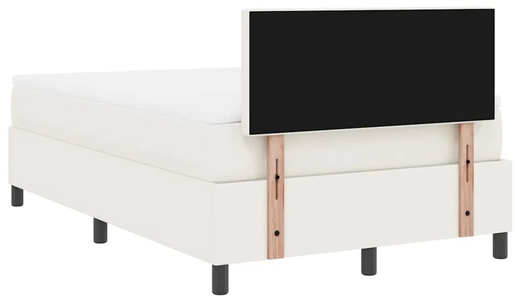 Cama Box Spring com Colchão Creme 120x200 cm Tecido de Veludo Cotelê