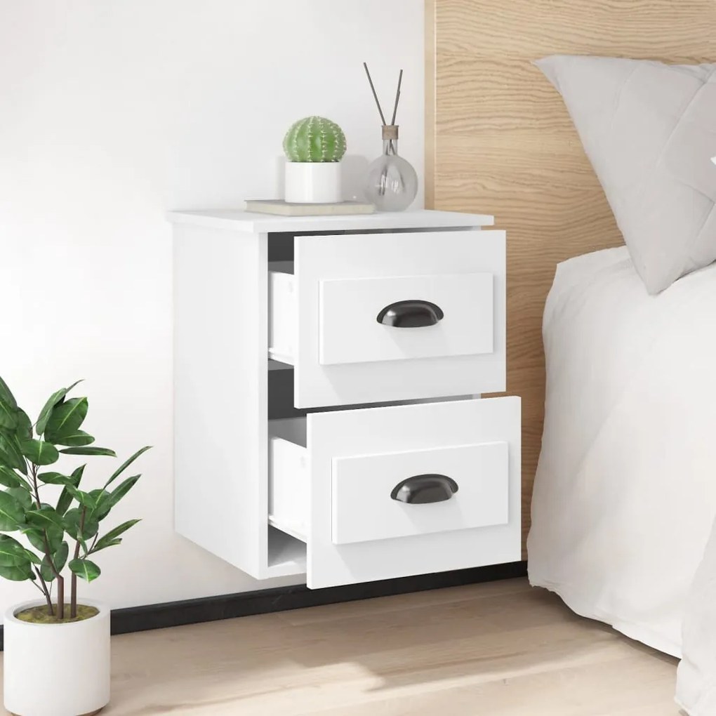 Mesa de cabeceira de parede 41,5x36x53 cm branco