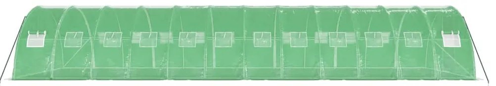 Estufa com estrutura de aço 48 m² 12x4x2 m verde