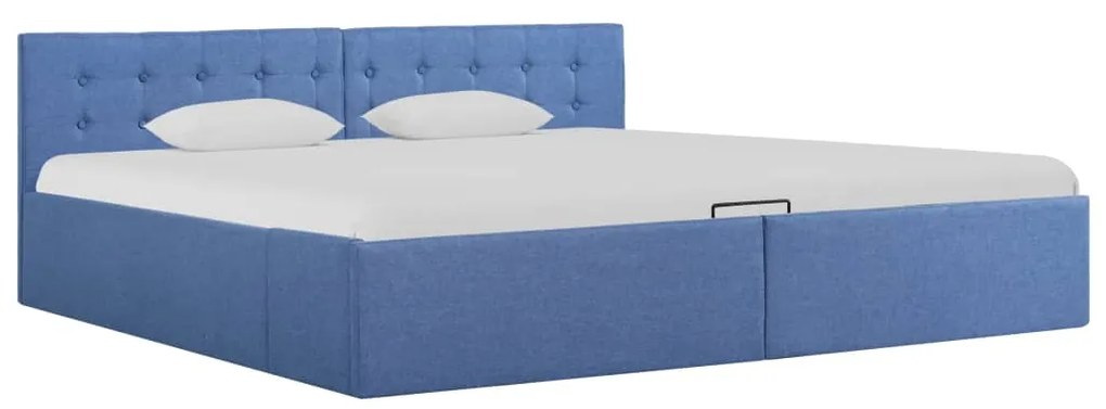 vidaXL Cama hidráulica com arrumação 180x200 cm tecido azul