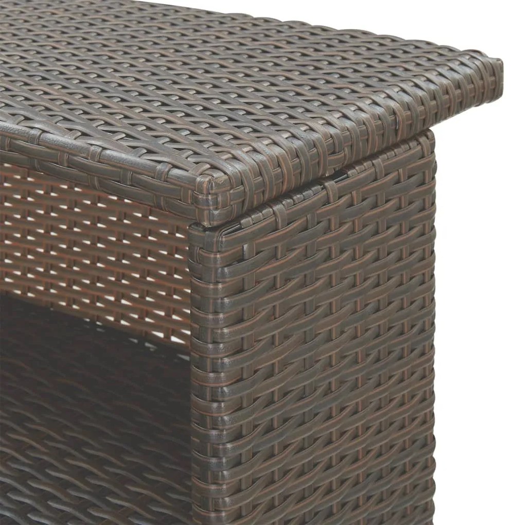 3 pcs conjunto de bar p/ jardim com almofadões vime PE castanho