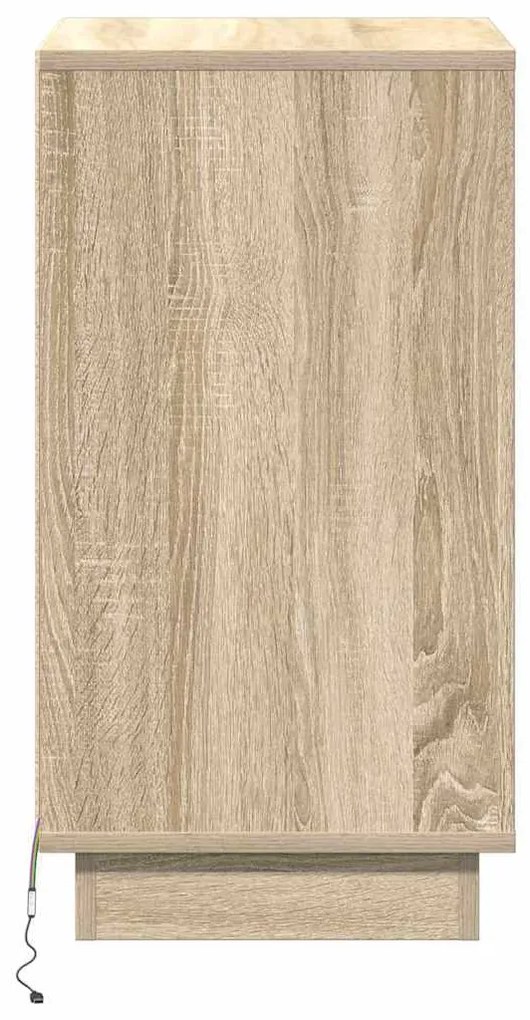 Gabinete de cabeceira com LED Carvalho Sonoma 39x34,5x65 cm Madeira En
