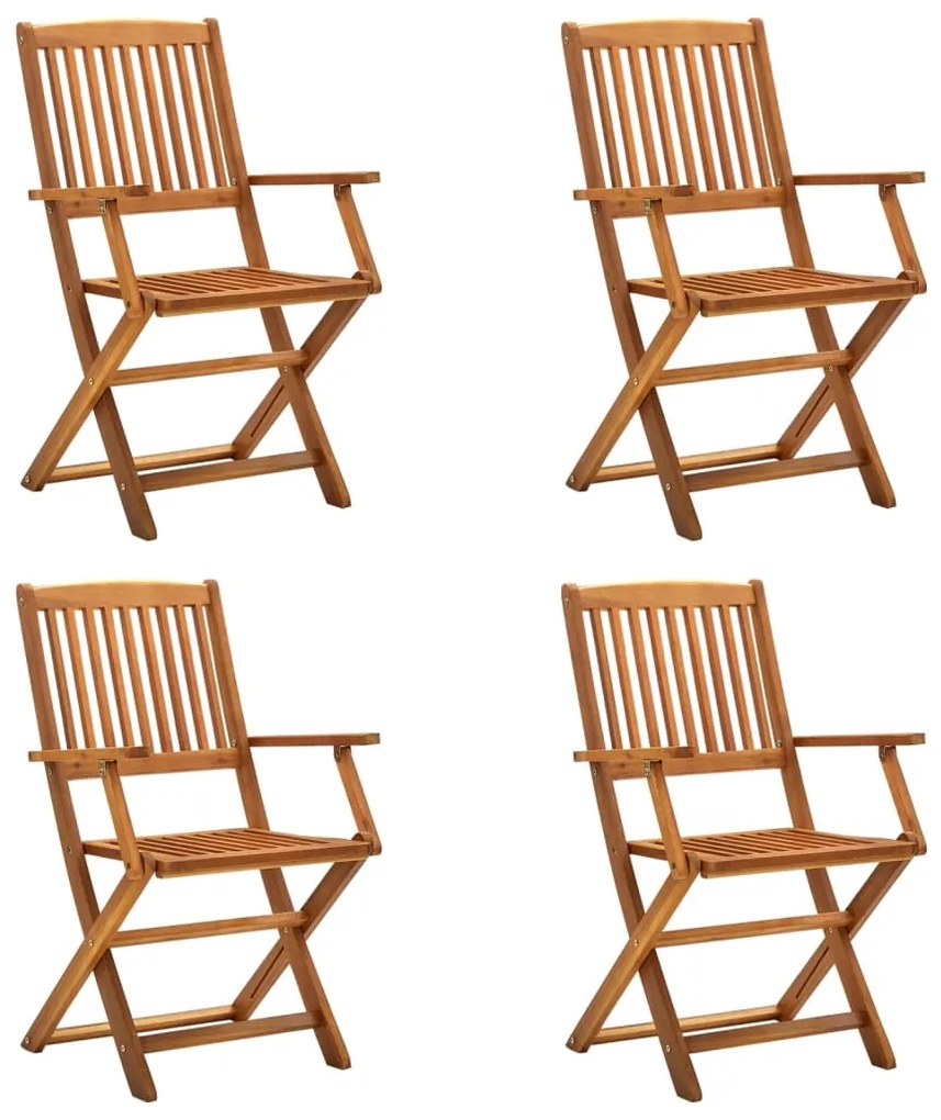 vidaXL Cadeiras de jardim dobráveis 4 pcs madeira acácia maciça