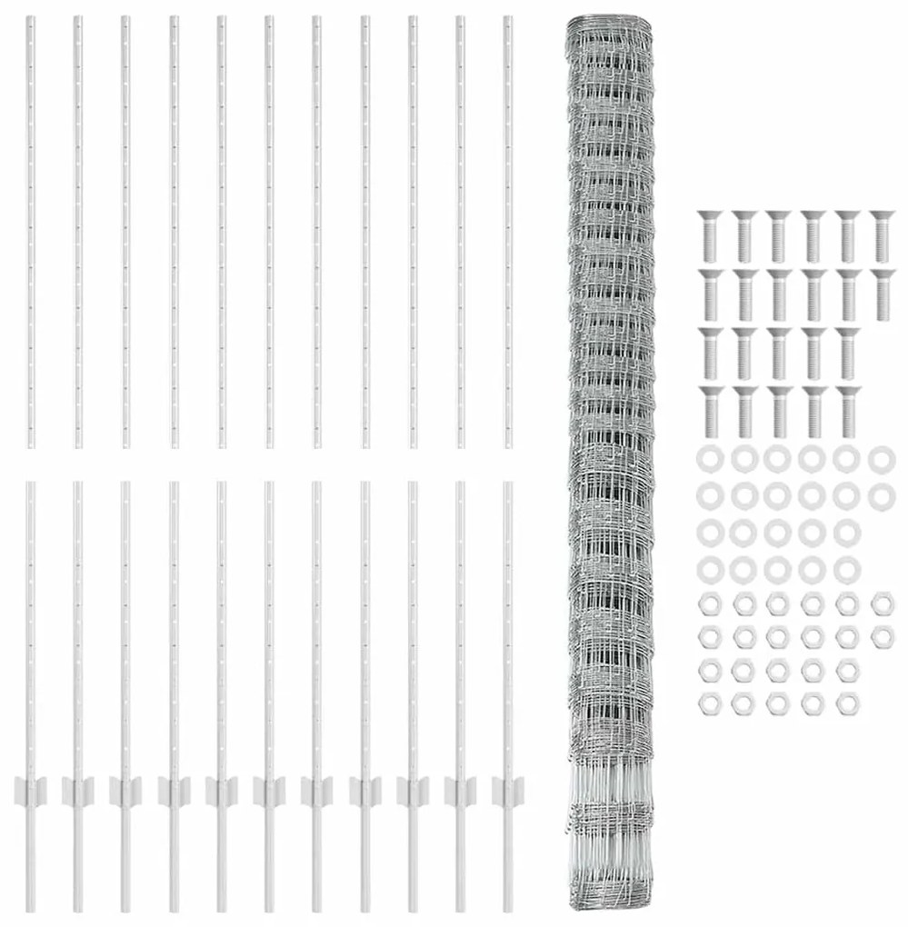 Postes para Cerca vidaXL 22 pcs U-Channel 160 cm Aço Galvanizado